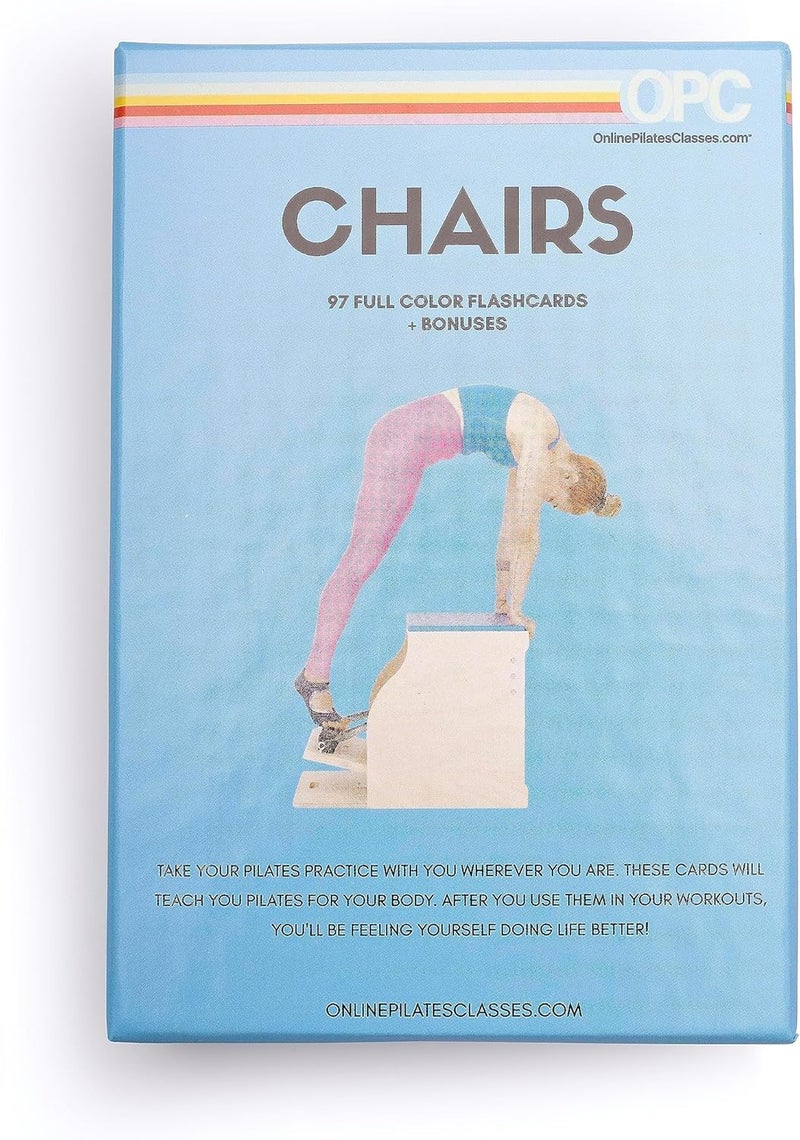 OnlinePilatesClasses.com OnlinePilatesClasses Pilates Chair Deck with Video Tutorials, Fitness Flash Cards with 97 All-Levels Cards Set for Home Gym Exercise, Chair Not Included - Image 1